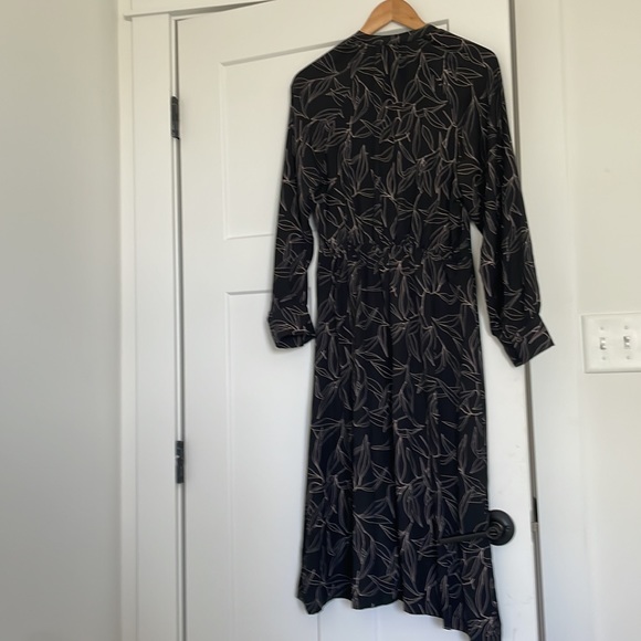 A New Day Black Midi Dress with Blush Leaf Pattern - Picture 7 of 8